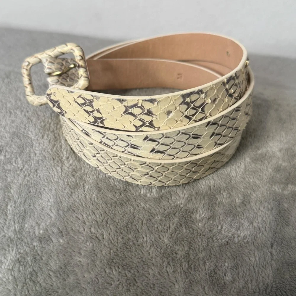 J.Crew Textured Skinny Leather Belt Women M Snakeskin Animal Print Office Preppy